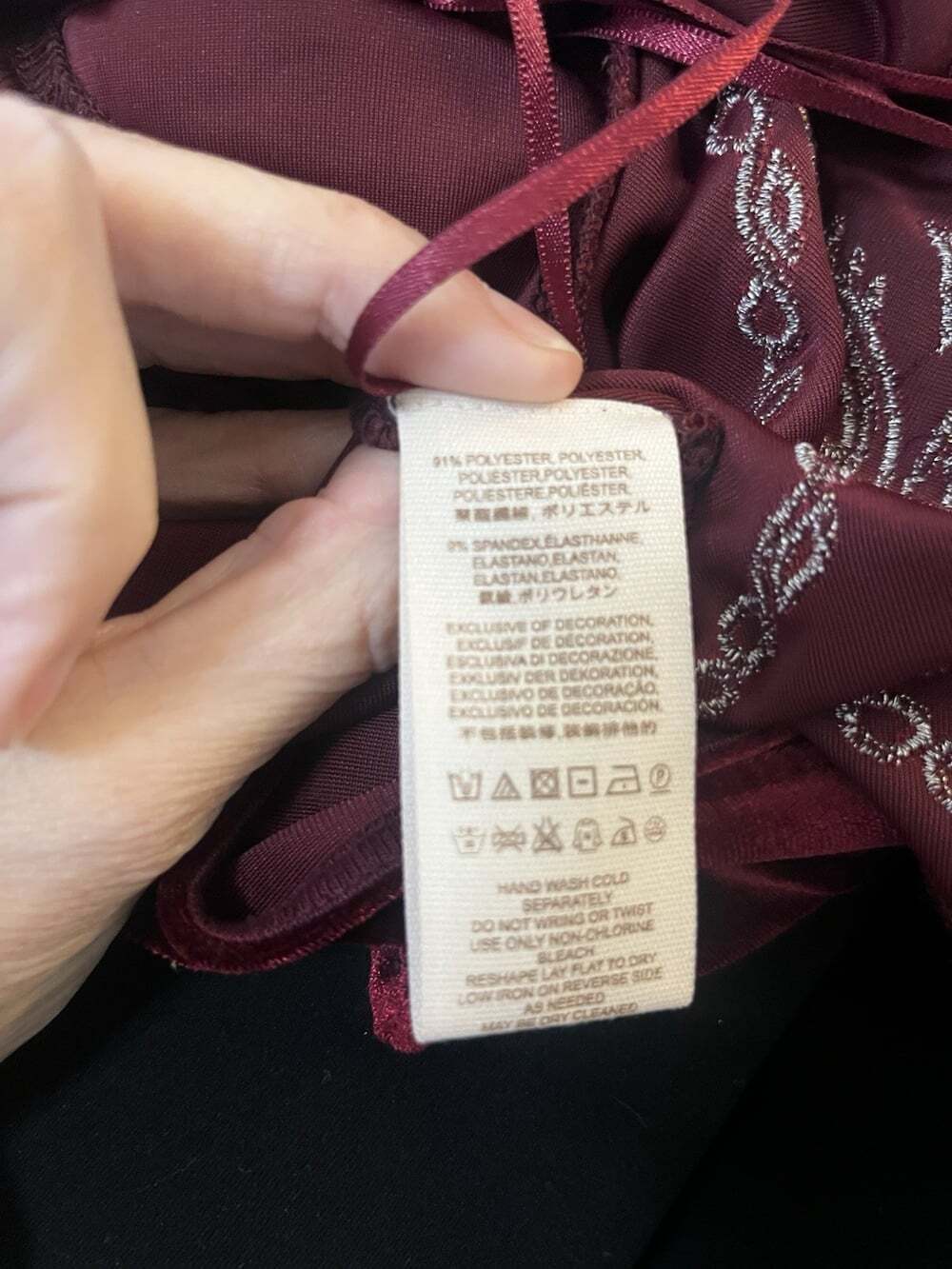 Free People Shirt Sz L Burgundy Velvet Bandana Festival Boho Hippie Embroidered - Picture 11 of 11